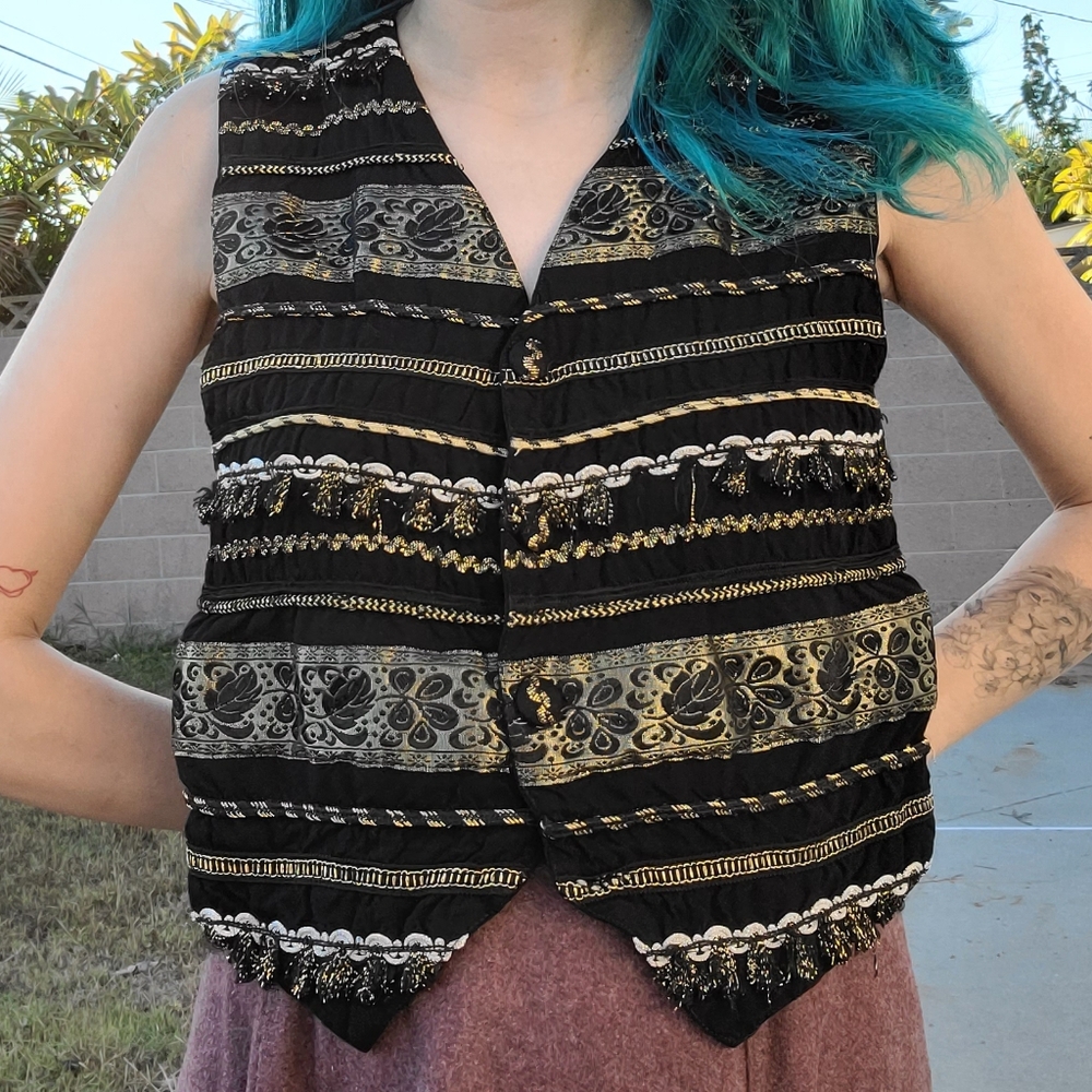 Black & Gold Embellished Vest